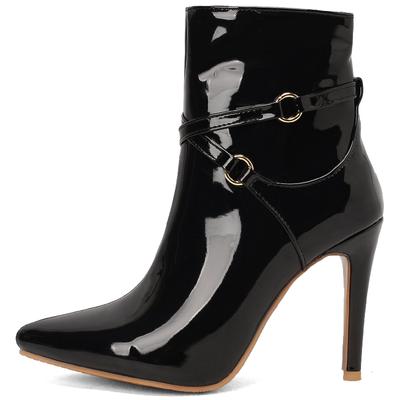 Mode Sexy Stiefeletten Frauen Schuhe Neue 2024 Punkt Schwarz Grün Rot Kurze Boot Patent Leder Dance Party Schuhe Dame Große Größe 48 50