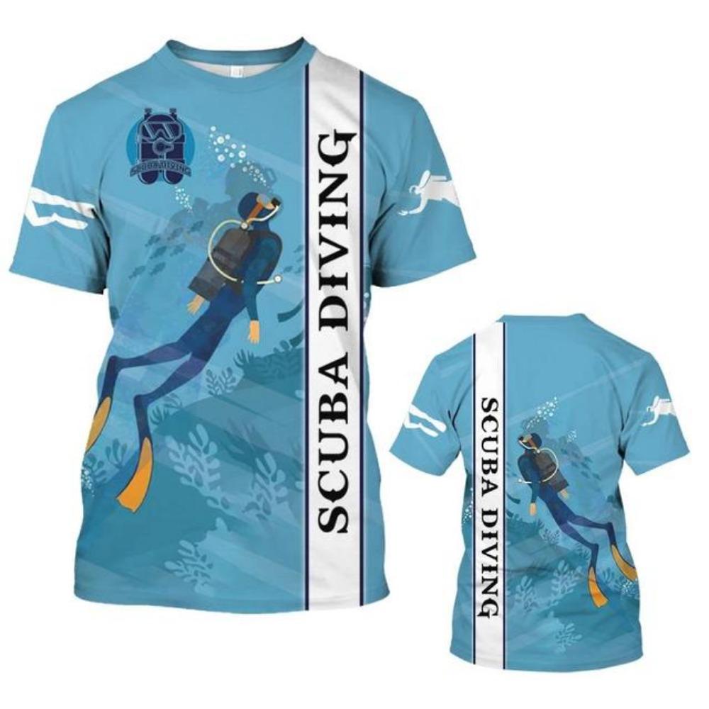 

Men s Funny Scuba Diving T-Shirt 3D Print Short Sleeve Casual Tee for Daily Wear XS