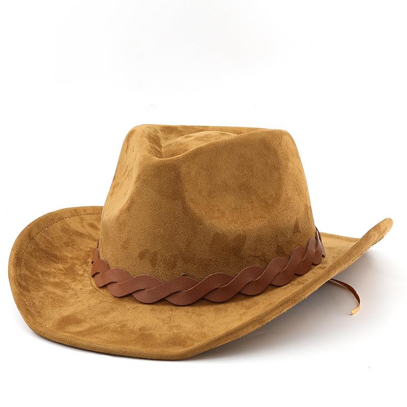 Nouveau chapeau européen et américain en laine suède chapeau de couple homme et femme chapeau haut de forme western cowboy en laine