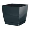 Coubi Square Flowerpot with Saucer, Graphite, 12x11cm