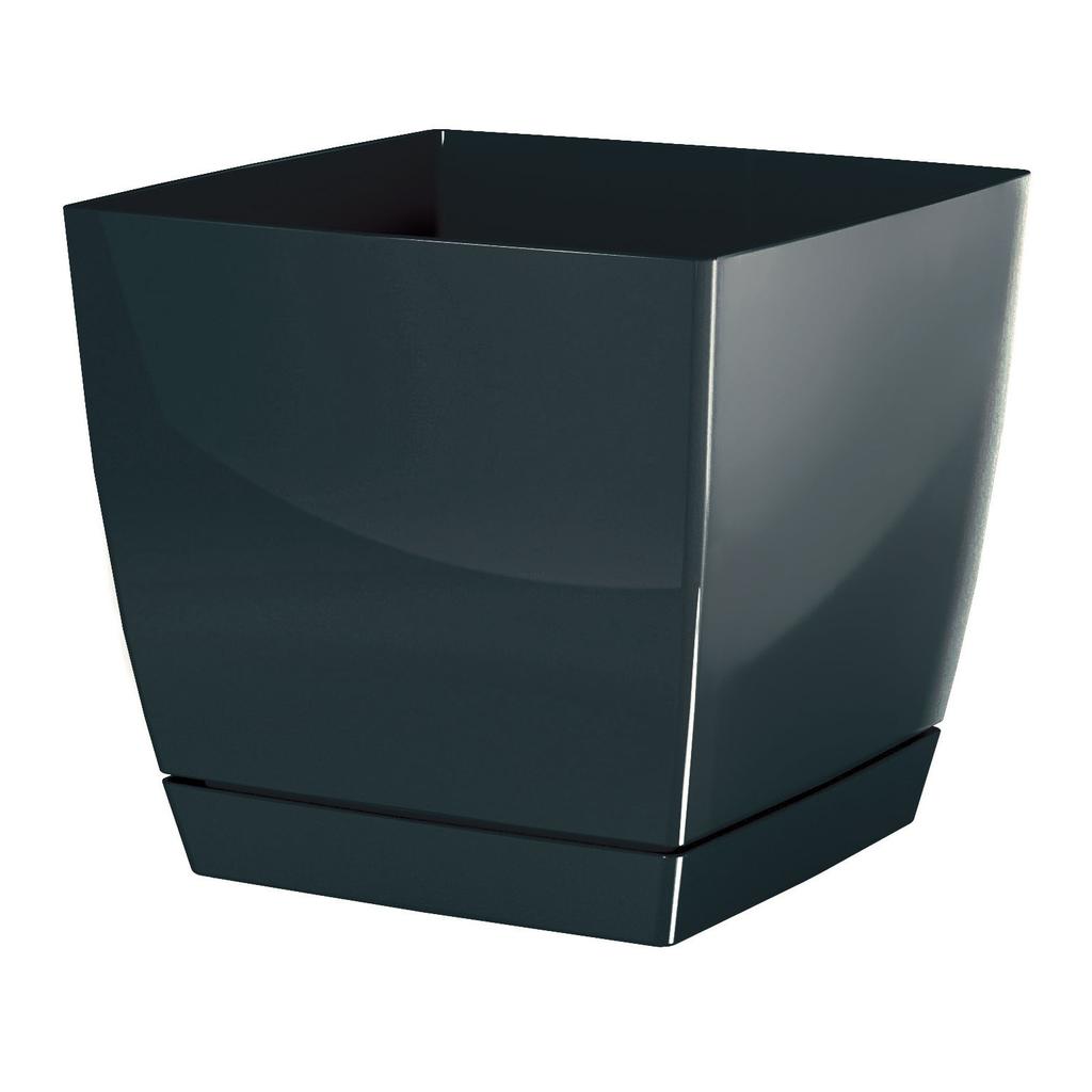 Coubi Square Flowerpot with Saucer, Graphite, 12x11cm