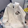 American trendy brand fun cat hooded sweater male and female loose student cute velvet jacket