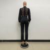 Women's High Collar Lace Lace Fashion Solid Color Chiffon Long Sleeve High Waist Jumpsuit
