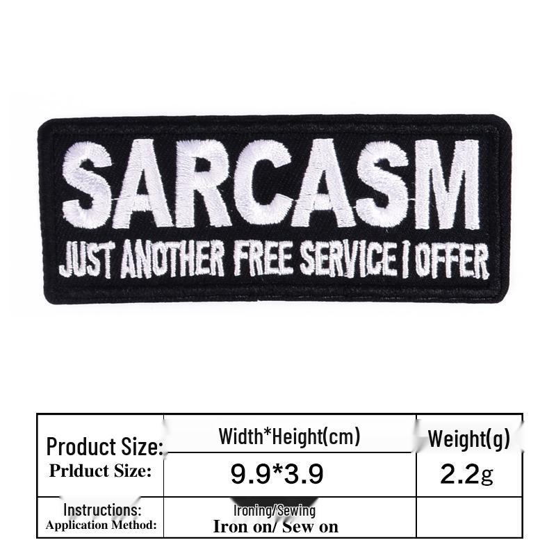 Vtipné černobílé vyšívané anglické písmenkové nášivky na oblečení