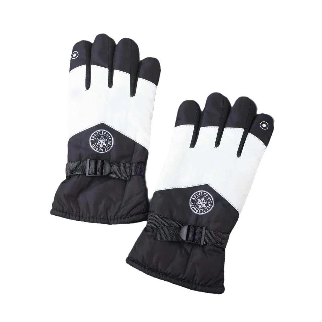 Men's Gloves Winter Velvet Thickened Warm Ski Riding Windproof Snow Gloves Printed Cycling Motorcycle Gloves