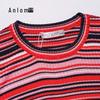 Anlom Women's Autumn/Winter Round Neck Long Sleeve Silk Sweater