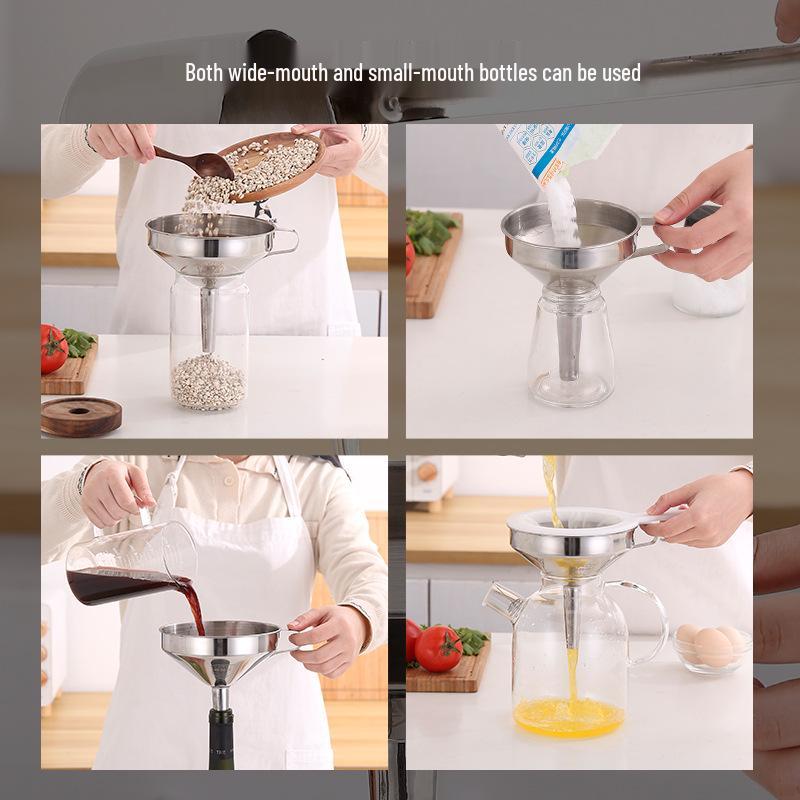 Lebensmittelechtes Edelstahl-Öl- und Weintrichter-Set - Verdickt, Große und Kleine Größen für den Küchengebrauch