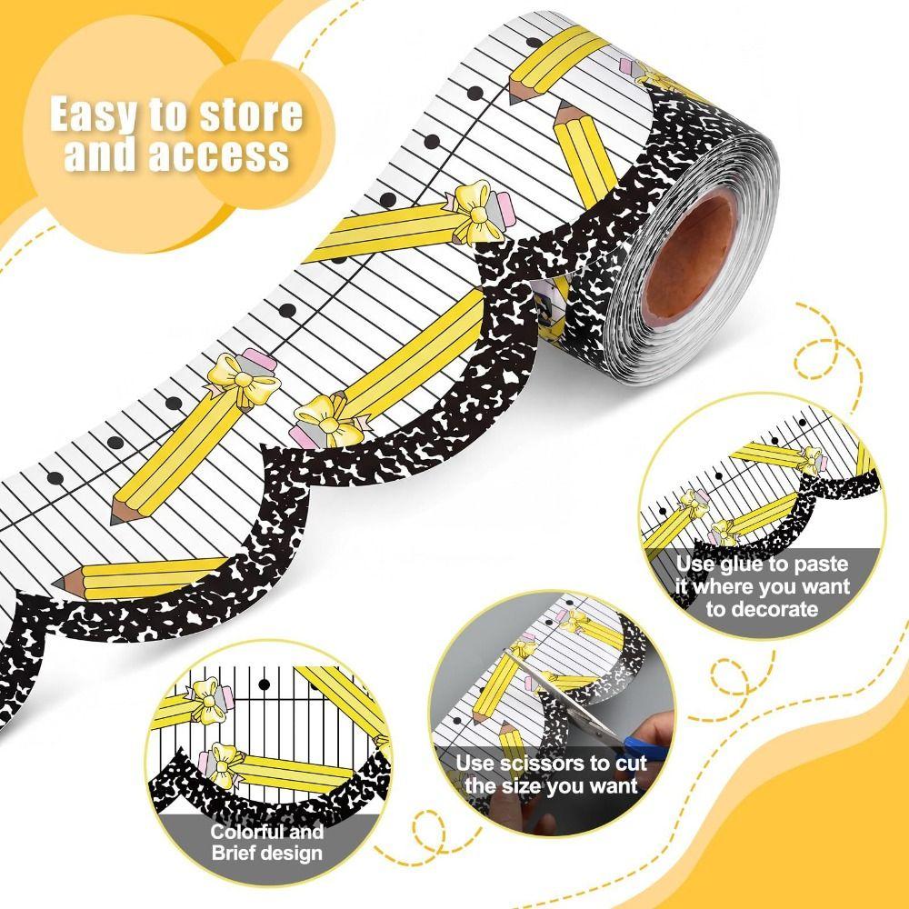 10m/roll Classroom Border Sticker Self Adhesive Bulletin Board Trim Chalkboard Decoration