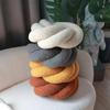 Nordic INS Style Hand Woven Lamb Wool Round Pillow Braided Home Decor Sofa Backrest Cushion Cozy Living Room Bedroom Accent