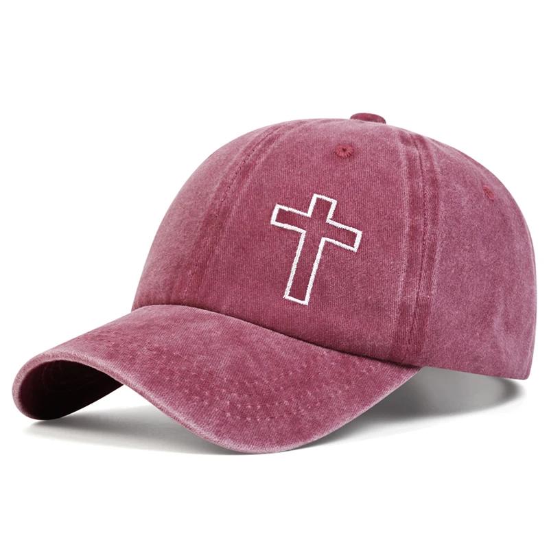 Unisex Side Cross Embroidery Wash Baseball Caps Spring and Autumn Outdoor Adjustable Casual Hats Sunscreen Hat Sports Cap