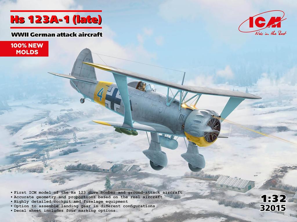 ICM Henschel Late Model Plastic Model Kit 32015 1/32 Hs123A-1 (Airplane)