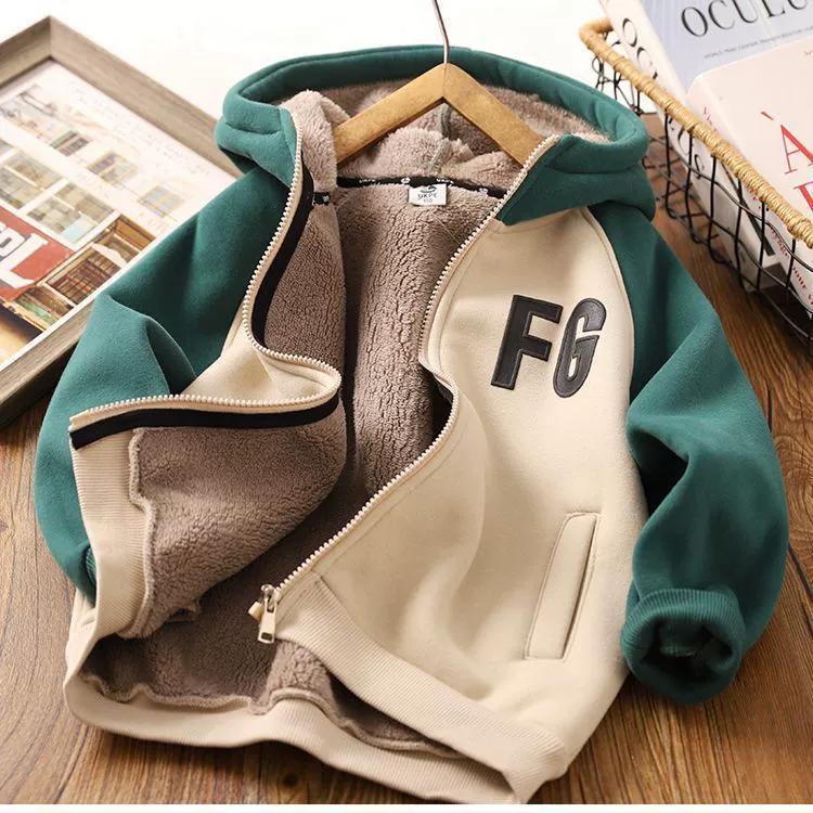 Boys' Winter Fleece Jackets Thick Warm Lamb Wool Jackets for Kids