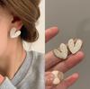 French Retro Heart Stud Earrings For Women Girl Korean Love Drop Glaze Aesthetic Daily Life Minimalist Fashion Jewelry Gift