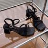 Fashion Designer Summer Thick Heel Women Sandals Fashion Narrow Band Ladies Outdoor Party Dress Gladiator Sandalias