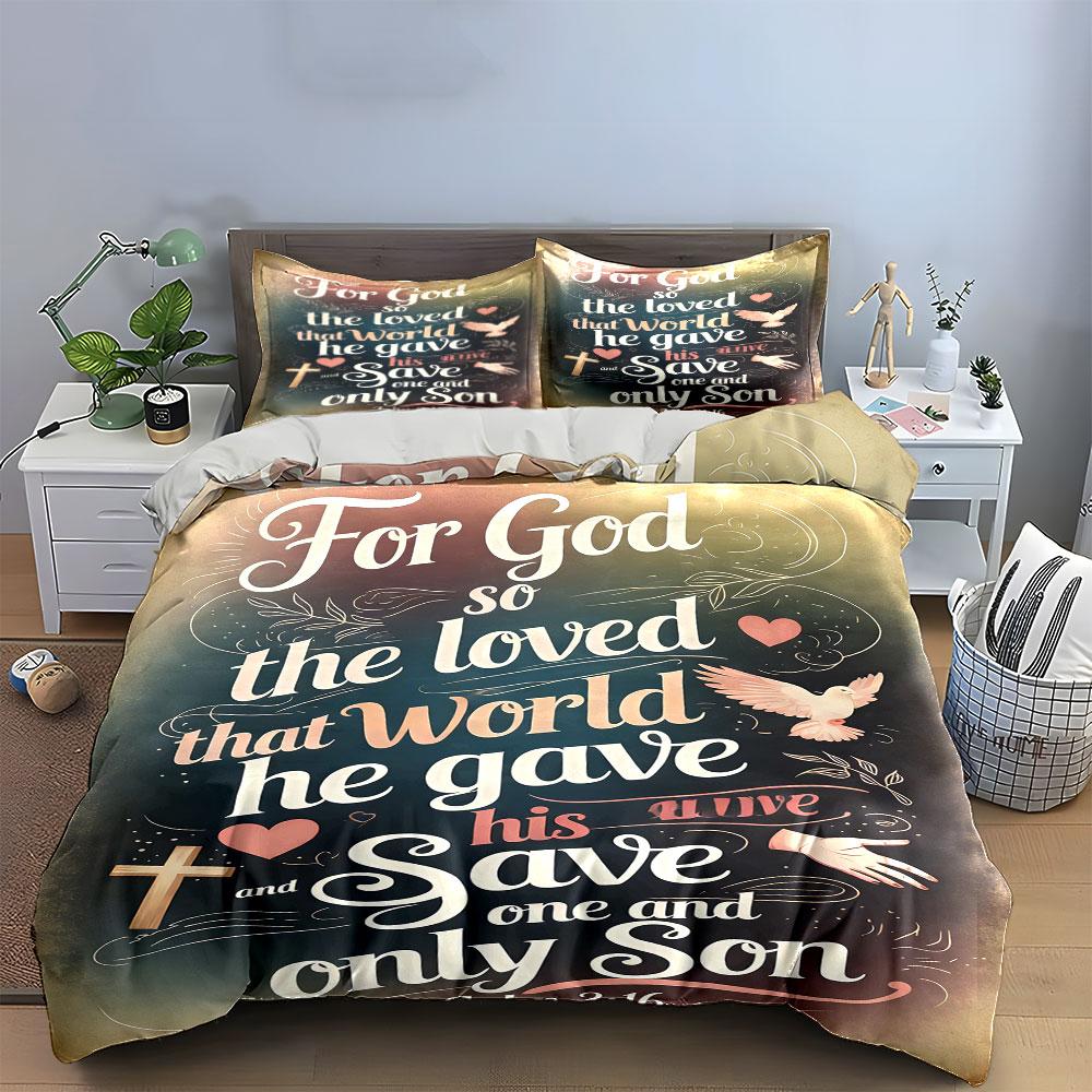 Text, dove, cross, hearts. Bedding sets Duvet cover sets Duvet covers Pillowcases(1 * Duvet Cover 2 * Pillowcases, without duvet insert)