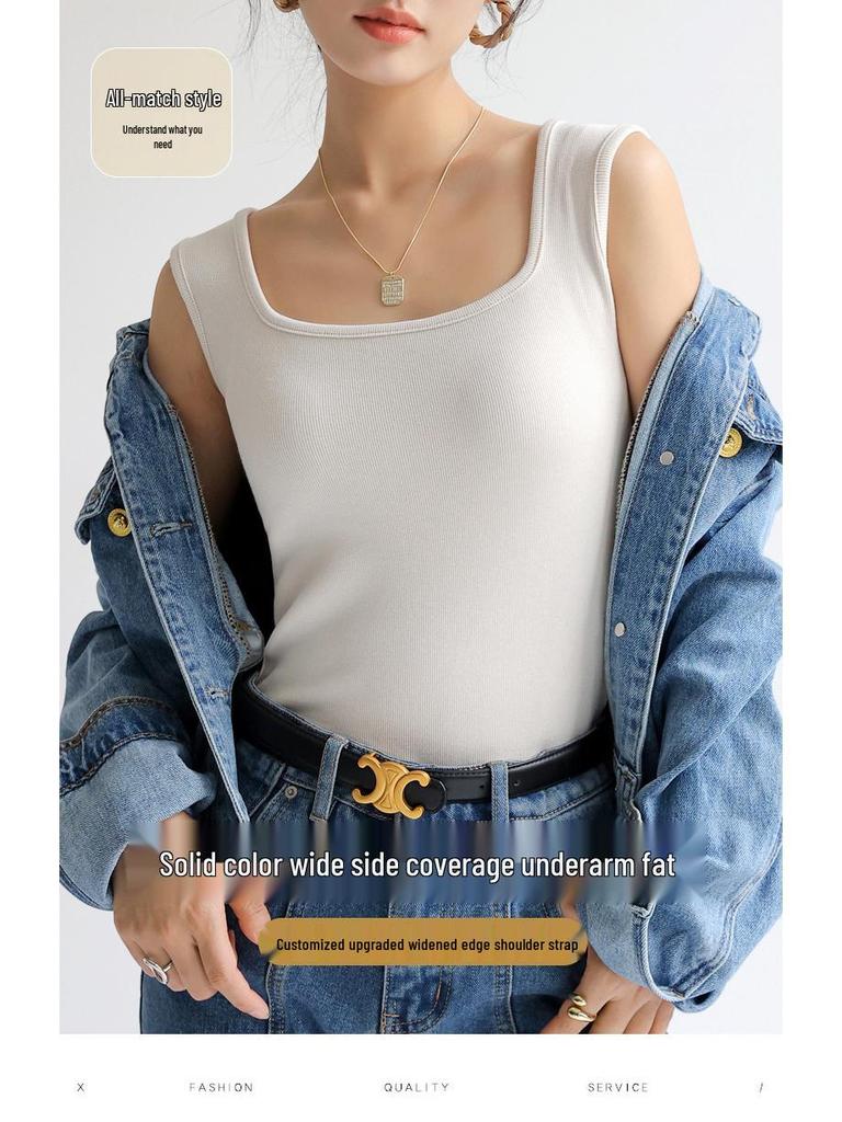 Dámský letní top bez rukávů se čtvercovým výstřihem - Volné, všestranné a lehké tílko