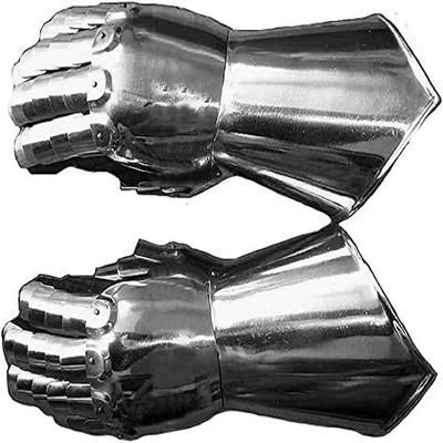 Guanteletes de armadura medieval Guantes de acero Par de armaduras | Disfraz de Caballero Medieval| Guantelete Guerrero Metal 33 cm