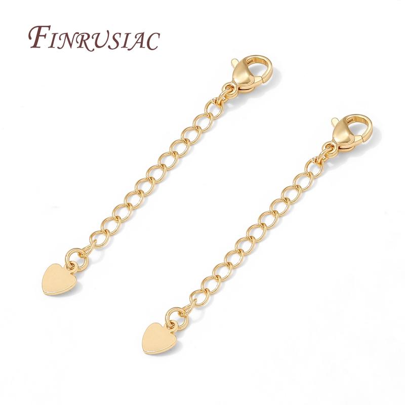 18K Gold Plated Extension Chain with Clasp For Jewelry,Brass Extension Tail Chain,DIY Bracelets/Necklace Making Accessories
