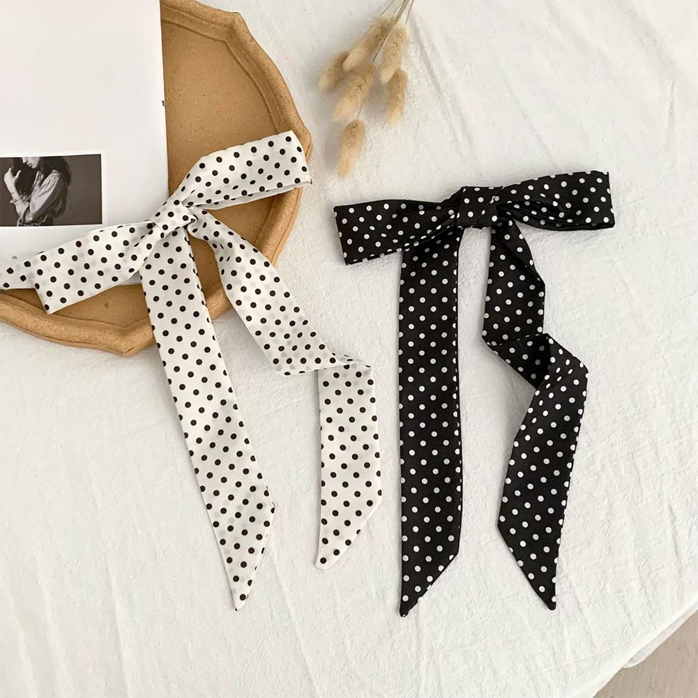 Fashion Dot Ribbon Silk Scarf Women Thin Neck Scarves Lady Small Shawls Bandana Narrow Female Neckerchief Dress Accessories