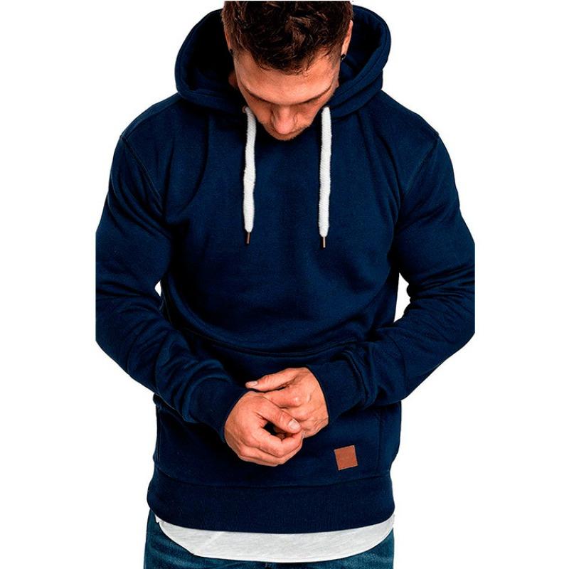 Men's Autumn and Winter Fashion Men's Sweatshirt Solid Color Pullover Casual Hoodie Drawstring Pocket Top