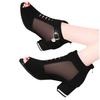 Fish Mouth Mesh Sandals Women's Thick Heel Medium Heel Fashion High Heels 2025 Spring and Summer Hollowed Out New Versatile Women's Cool Boots