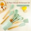 12-Piece Silicone Kitchenware Set with Wooden Handles - Non-stick and Heat Resistant Spatula & Soup Ladle