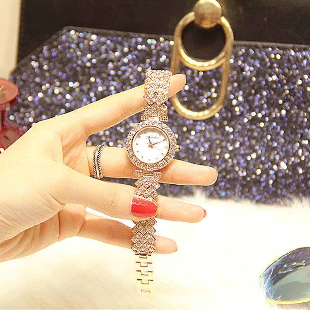 Versatile Fashion Trendy Watch Women'S Diamond-Encrusted Compact Bracelet Quartz Waterproof Student Watch Women