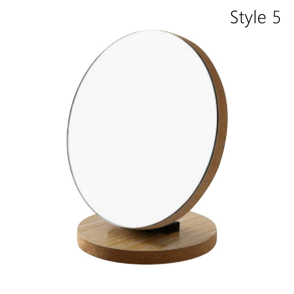 Simple Wooden Vanity Mirror Single Sided Folding Design Makeup Mirror Rotating HD Desktop Mirror Design Perfect for Home