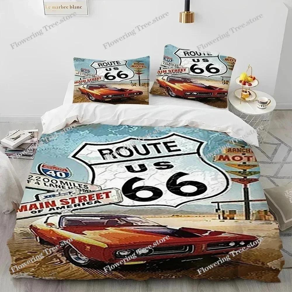3D Print Historic Route 66,Mother Road,Comforter Bedding Set,Duvet Cover Bed Set Quilt Pillowcase,king Queen Size Bedding Set029