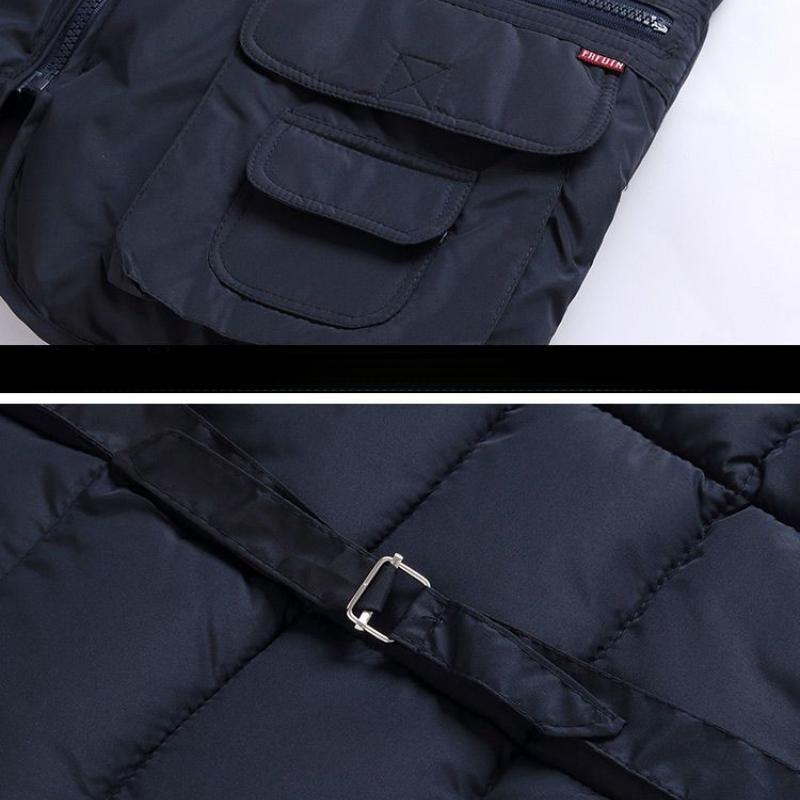 Middle-aged and Elderly Dad's Multi-pocket Vest Fishing Vest Autumn and Winter Warm Cotton Vest Outdoor Wear Men's Sleeveless Jacket