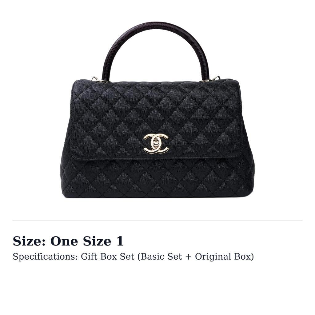 Chanel Coco Handle Caviar Cow Leather Chain Bag, One Shoulder Handbag Women's Black A92991-B05068-94305