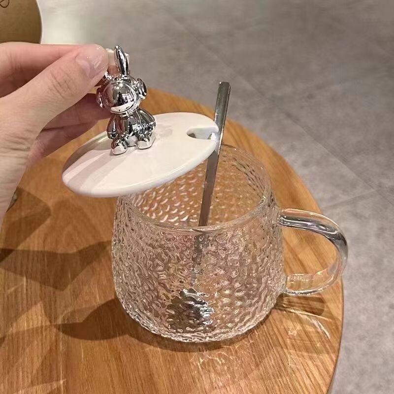 Ally Bear Hammered Glass Mug with Lid