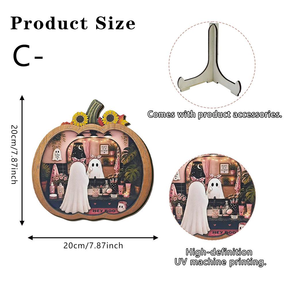 Halloween Pumpkin House-shaped Wooden Decorative Item, Creating A Warm and Cozy Home Scene Atmosphere, A Home Decoration Item, Handicraft Item