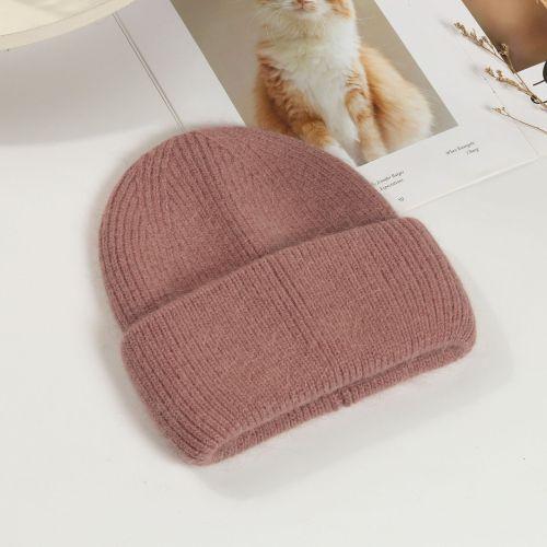 Mode Neue Angora Strick Wintermütze für Damen Kaninchenfell Flauschige Gestrickte Mützen Mütze Damen Weich Warm SKI Skullies Mützen
