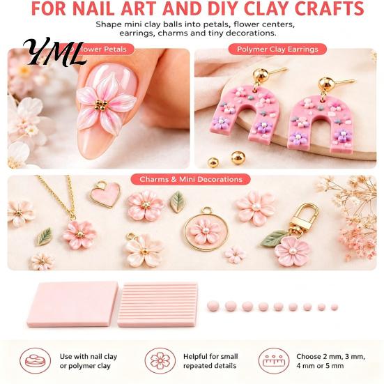 Miniature Bead Forming Mold 4Pcs Clay Gel Ball Roller Maker Tool, 2mm 3mm 4mm 5mm Roller, Ceramic Shaping Device Molds for DIY Earring, Flower Jewelry