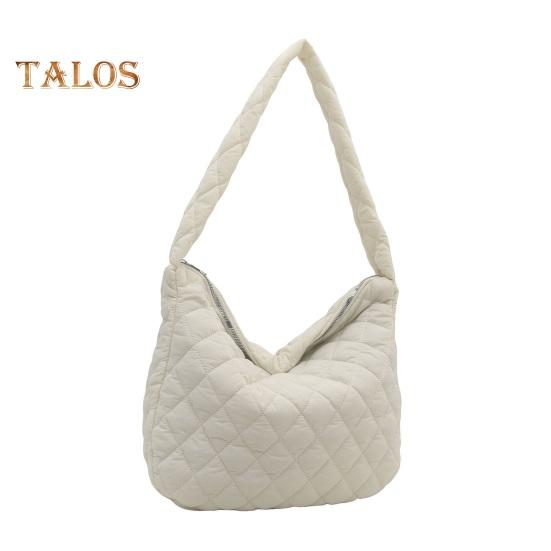 

Сумка через плечо Cloud Lattice на молнии, однотонная, стеганая, повседневная сумка-тоут для улицы, путешествий, офиса, вечеринки белый