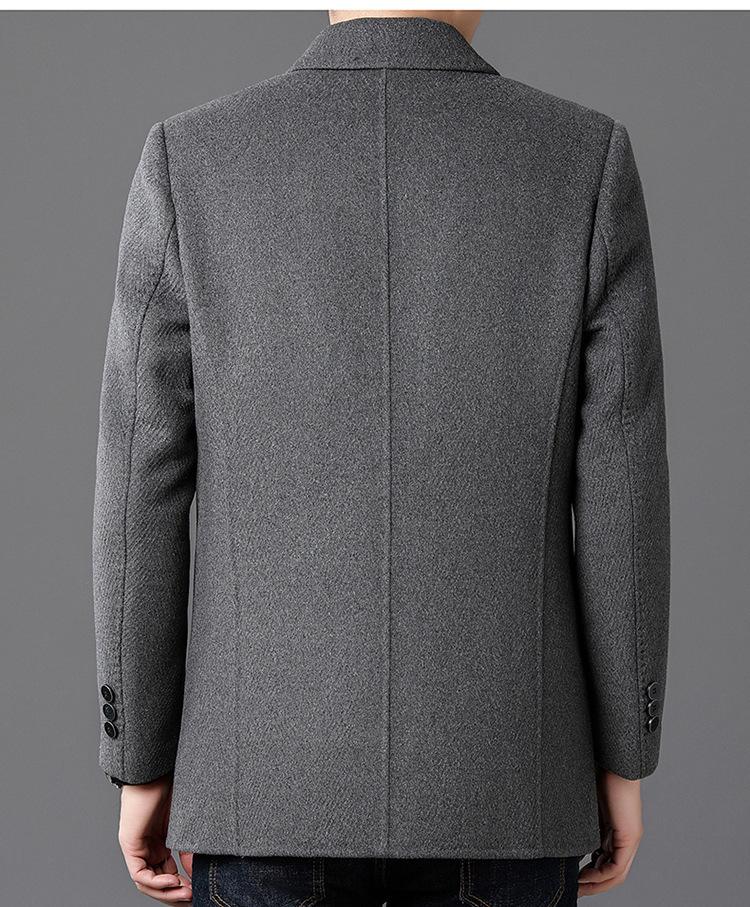 Men's Double-Sided Cashmere Wool Coat with Goose Down Liner - Business Casual Windbreaker for Middle-Aged Dads.