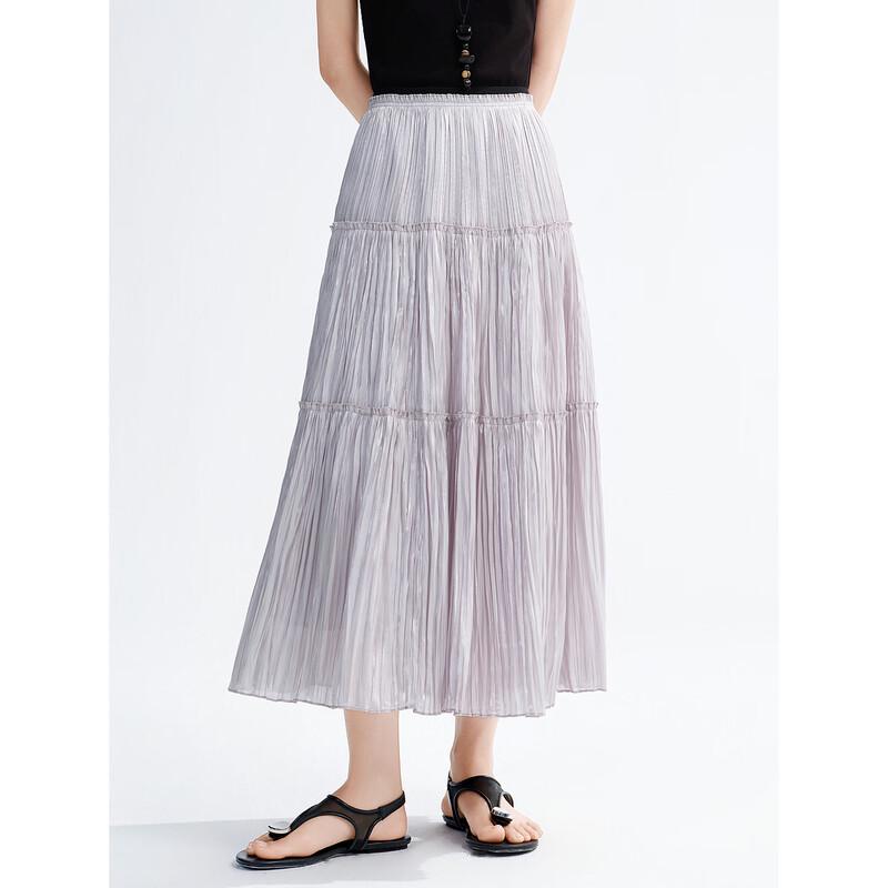 JOOZI ANNACLE Elegant Metallic Pleated A-Line Skirt