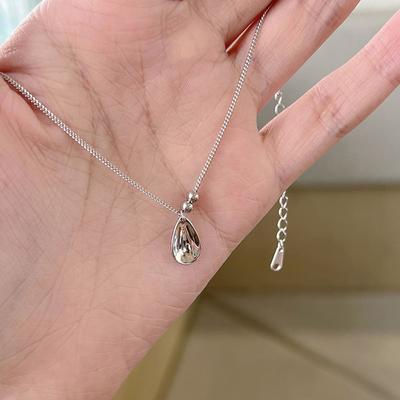 Water Drop Necklace Women's Light Luxury Niche Design Sense Oval Stainless Steel Clavicle Chain