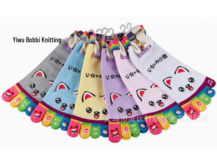 

Весенне-осенние женские милые носки с пальцами и смайликом в горошек - Дышащие, влагоотводящие, бесшовные хлопковые носки с пятью пальцами с дизайном медвежонка и мультяшным рисунком Mixed Colors