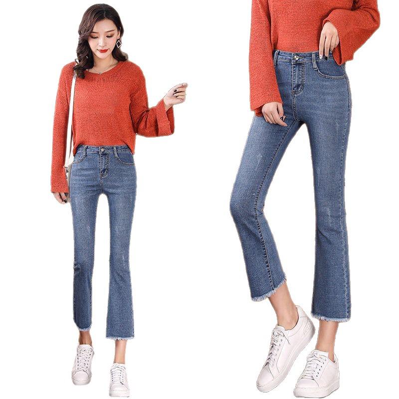 Petite Women's High-Waisted Micro Flare Cropped Jeans for Spring, Summer, and Autumn.
