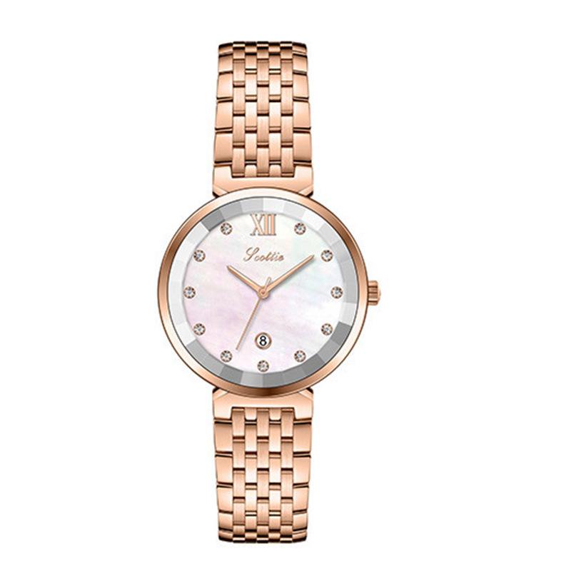 9589B Steel Belt Women'S Watch Calendar Fritillary Face Watch Women