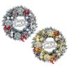 Xmas Wreath for Front Door 15.7 Inch Snow Flocked Artificial Xmas Wreath with Red Berries and Pine Cones for Winter