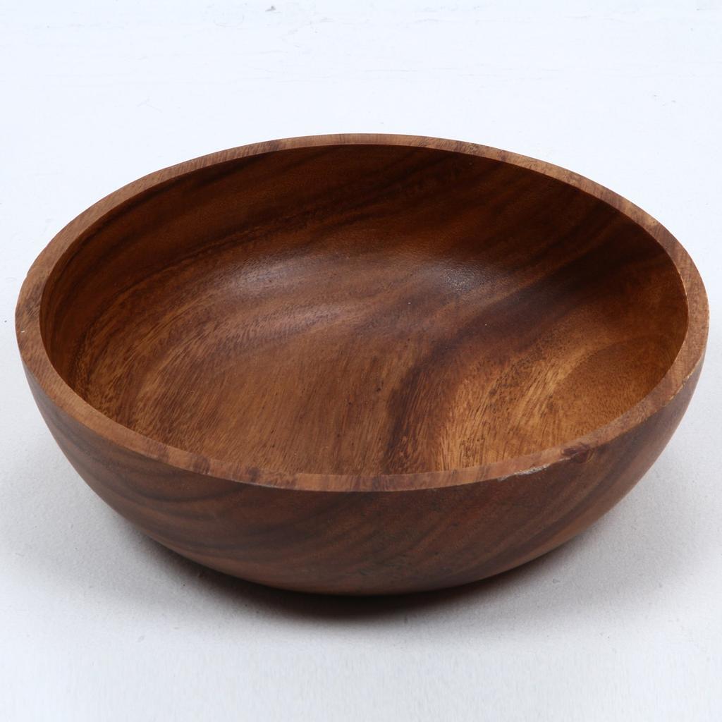 Fuji Boeki Acacia Wood Tableware 7-Piece Set, Round Type [Large Plate x 1, Small Plates x 4, Serving Spoon x 1, Serving Fork x 1] Durable, Lightweight