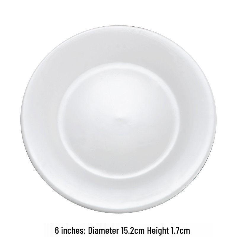 Pure White Ceramic Western-Style Round Steak and Vegetable Plate