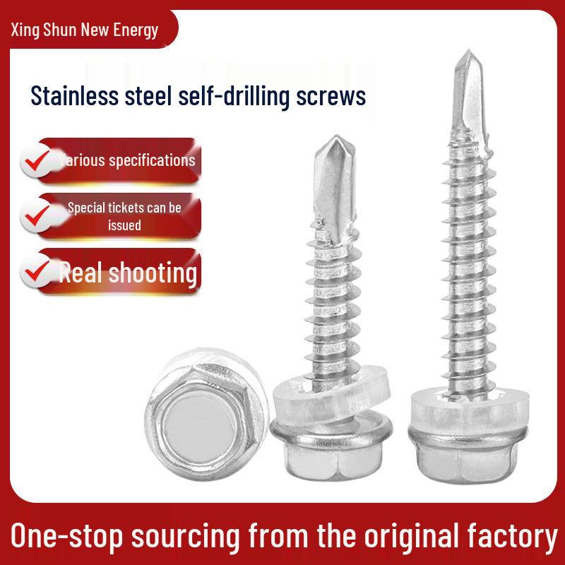 304/410 Stainless Steel Hex Head Self-Drilling Screws with Color Steel Tile Swallow Tail, DIN7504K.