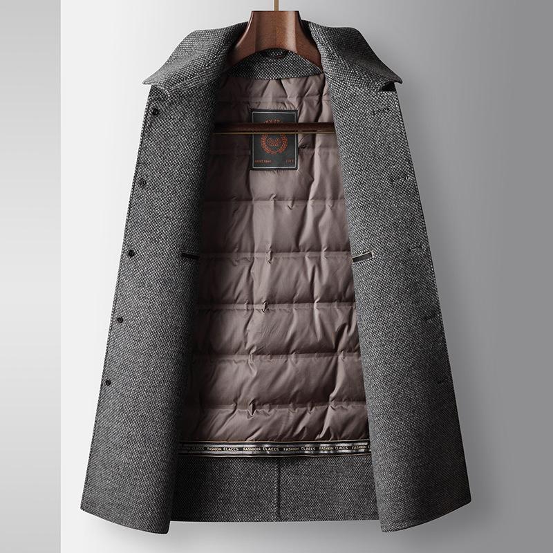 Autumn and Winter Lapel Off Duck Down Liner Light Luxury Business Double-sided Woolen Thermal Jacket