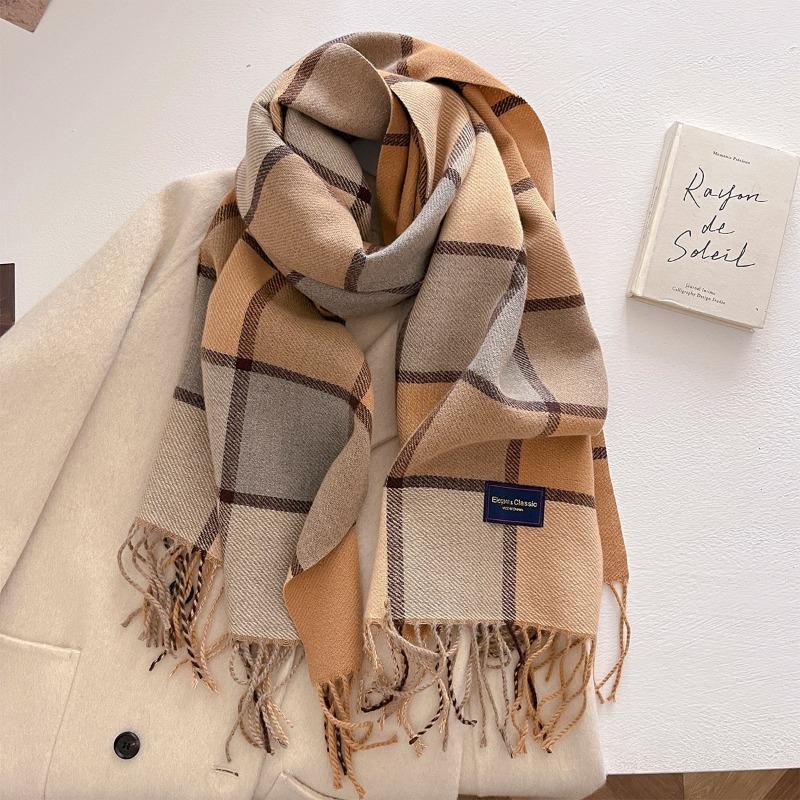 Autumn and winter new versatile scarf women's thickened woven thick beard fringed warm scarf imitation cashmere shawl