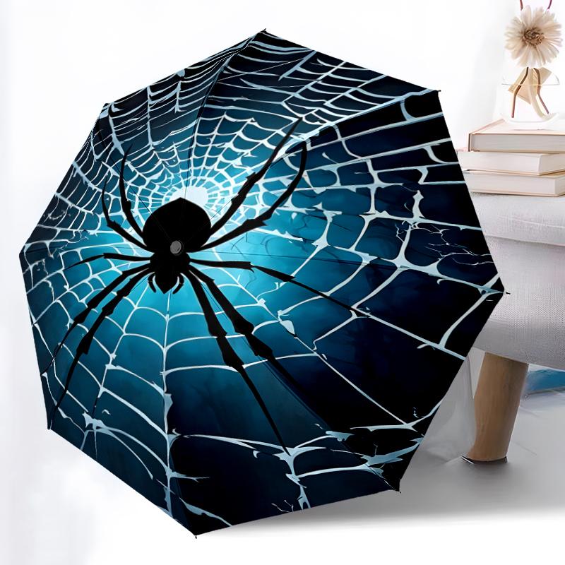 1pc Sturdy 8-Bone Auto Umbrella, Spider Umbrella, Digital Printed, Foldable Umbrella for On-the-Go Outdoor Use