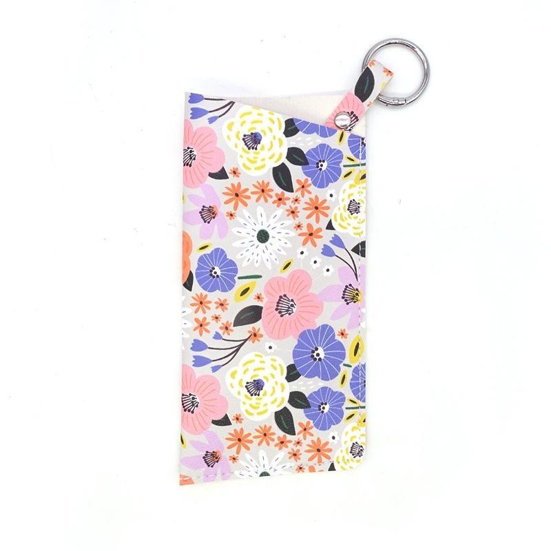 Pu Leather Sunglasses Storage Bag Printed Durable Hanging Sunglasses Portable With Keyring Sunglasses Pouch